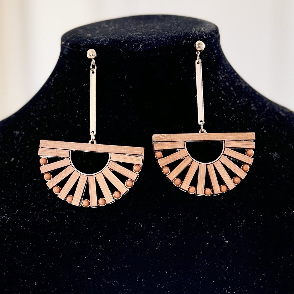 Gorgeous Bohemian Geometric Large Wooden Drop Dangle Earrings